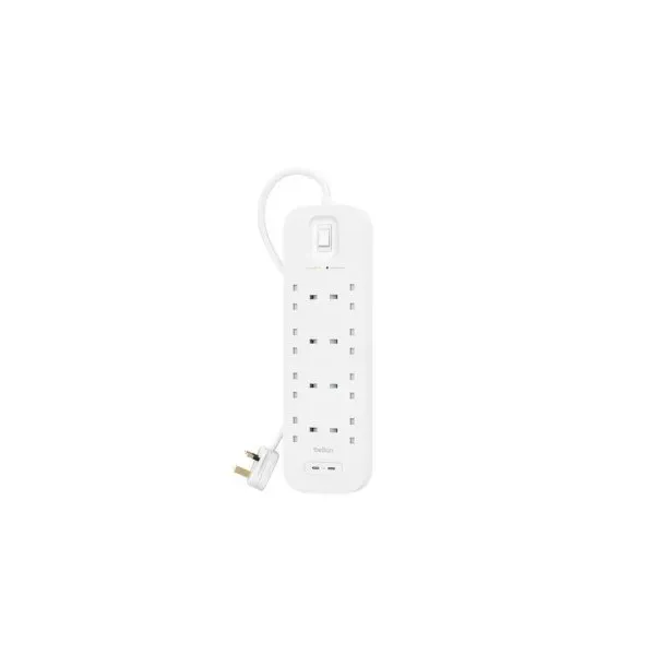 Regleta Alimentacion Belkin Srb004vf2m De Proteccion Contra Sobretensiones 8 Tomas Boton Apagado Dual Usb-c