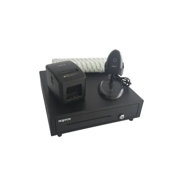 Kit Tpv Approx Cajon Appcash01 Negro + Scan Appls11as + Imp. Term. Pos80am-usb + Papel Cyt8060bpa