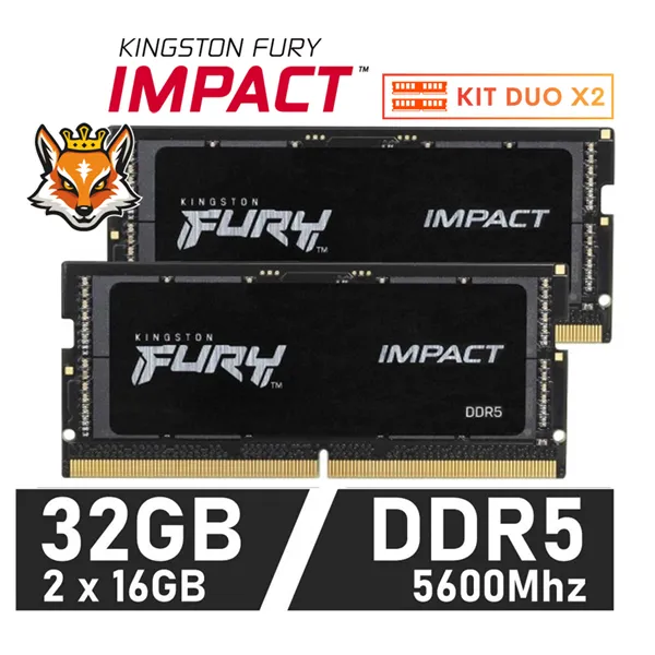 Kingston FURY Impact KIT 32GB a 6400MHz CL40 1.1v (2x16GB) - Memoria SODIMM