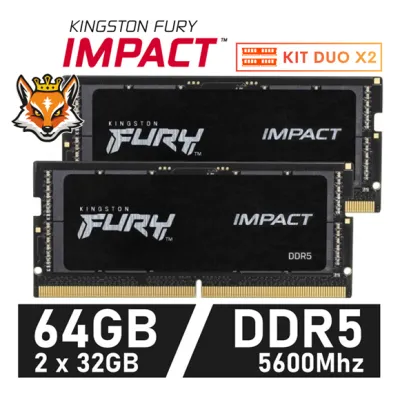 Kingston FURY Impact KIT 64GB a 5600MHz CL40 1.1v (2x32GB) - Kingston FURY Impact KIT 64GB a 5600MHz CL40 1.1v (2x32GB) -
