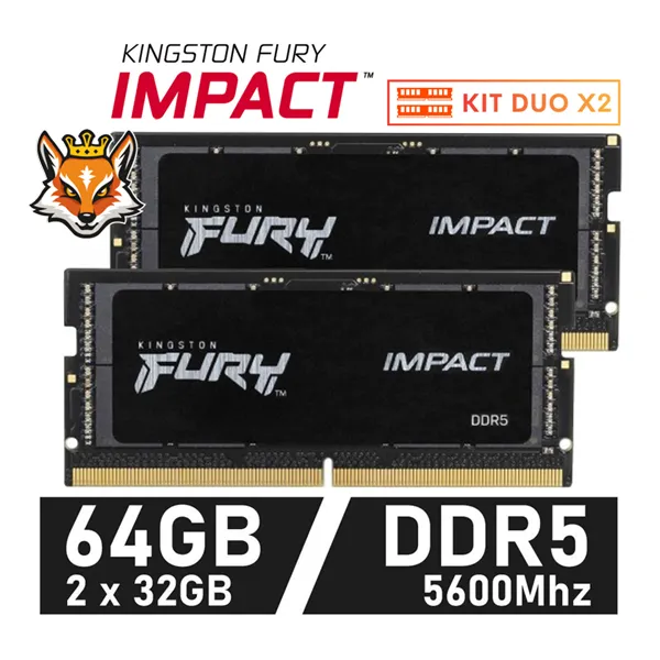 Kingston FURY Impact KIT 64GB a 5600MHz CL40 1.1v (2x32GB) - Memoria SODIMM