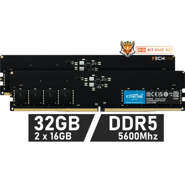Crucial KIT 32GB DDR5 a 5600MHz CL46 1.1v ( 2x16GB)