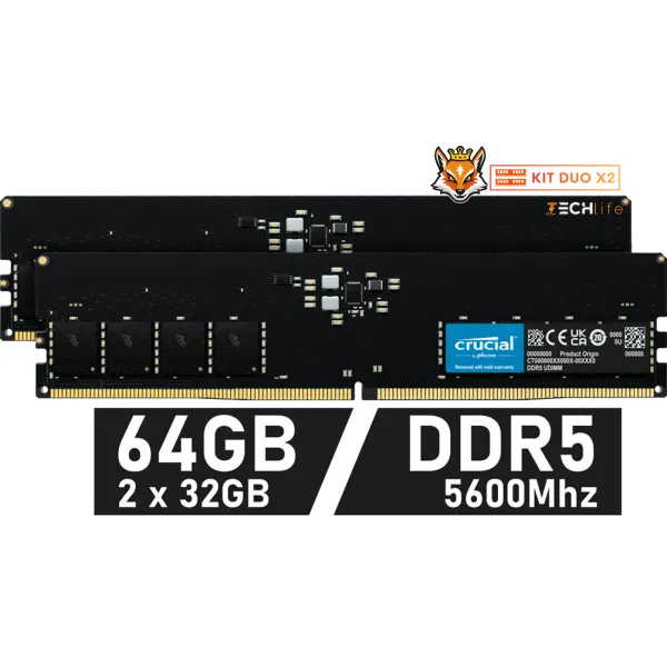 Crucial KIT 64GB DDR5 a 5600MHz CL46 1.1v ( 2x32GB)