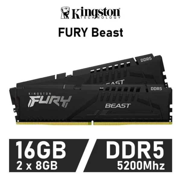 Kingston FURY Beast KIT 16GB DDR5 a 5200MHz CL40 1.25v XMP 3.0 (2x8GB)