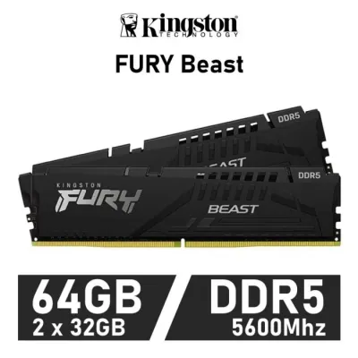 Kingston FURY Beast KIT 64GB DDR5 a 5600MHz CL36 1.25v XMP 3.0 Kingston FURY Beast KIT 64GB DDR5 a 5600MHz CL36 1.25v XMP 3.0