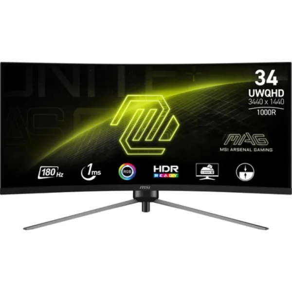 Monitor MSI MAG 345CQR 34" LED UWDQHD 180Hz FreeSync Premium Compatible Curvo