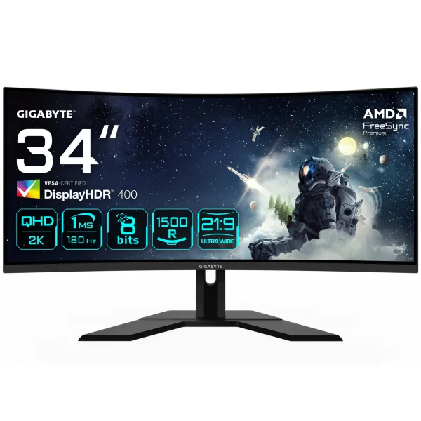 Gigabyte G34WQCP 34" LED VA UltraWide QHD 180Hz HDR 400 FreeSync Premium Curva