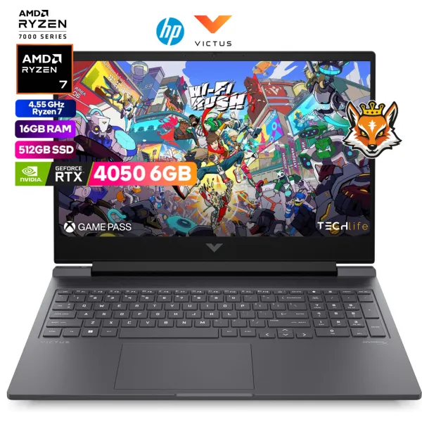 HP Victus GAMING 16-S0009NS AMD Ryzen 7-7840HS 16GB 512GB RTX 4050 6GB 16" 144Hz Negro FreeDOS