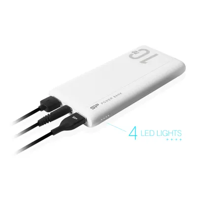 Silicon Power Bank QP15 Blanco Batería 10.000mAh Carga rápida