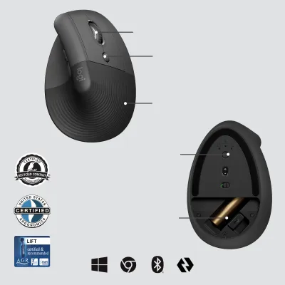 Logitech Lift for Business ratón Oficina mano derecha RF