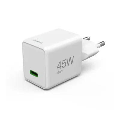 Hama 00201983 Cargador USB-C 45w Super GaN Rapida, Blanco