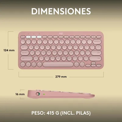 Logitech Pebble Keys 2 K380s Rosa Teclado Bluetooth Logitech Pebble Keys 2 K380s Rosa Teclado Bluetooth