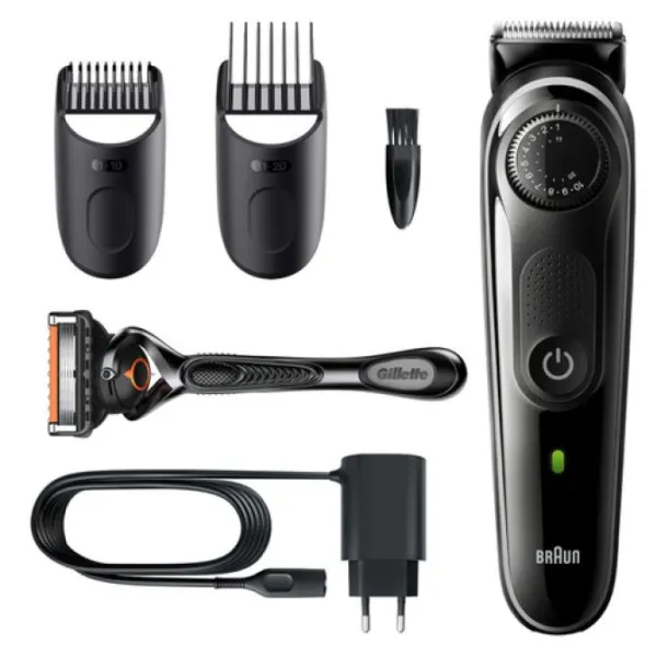 Braun 5 BT5342 Recortadora de Barba, Máquina Cortar Pelo con Láminas Afiladas y Maquinilla Gillette