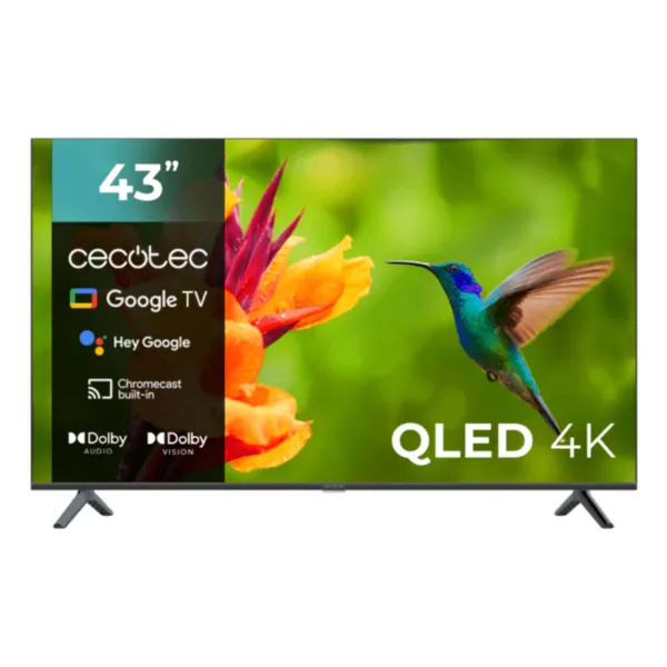 Cecotec TV QLED 43" 4K V4 Series VQU40043 HDR10 Google TV,VRR,WiFi,Asistente Voz Google
