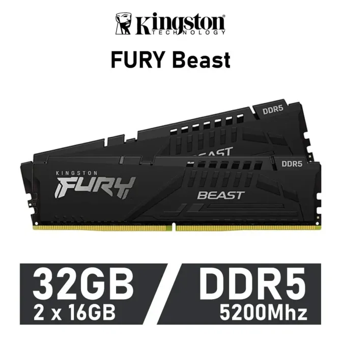 Kingston FURY Beast KIT 32GB DDR5 a 5200MHz CL40 1.25v XMP 3.0