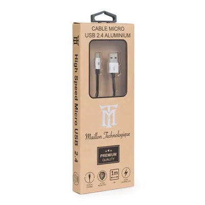 Maillon Cable Micro USB 2.4A Aluminio 1m Plata Maillon Cable Micro USB 2.4A Aluminio 1m Plata