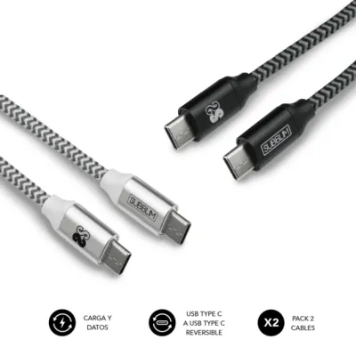 Subblim Pack de 2 Cables USB-C a USB-C Macho/Macho 1m
