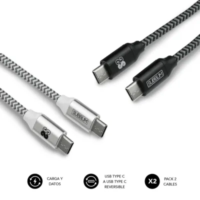 Subblim Pack de 2 Cables USB-C a USB-C Macho/Macho 1m