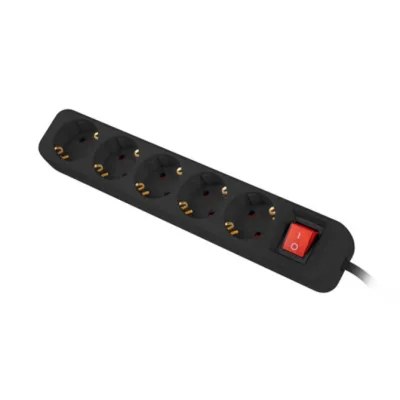 Lanberg Regleta 5 Tomas Schuko con Protección 3m Negra