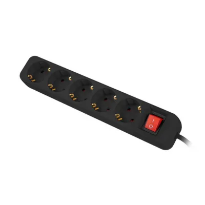 Lanberg Regleta 5 Tomas Schuko con Protección 3m Negra