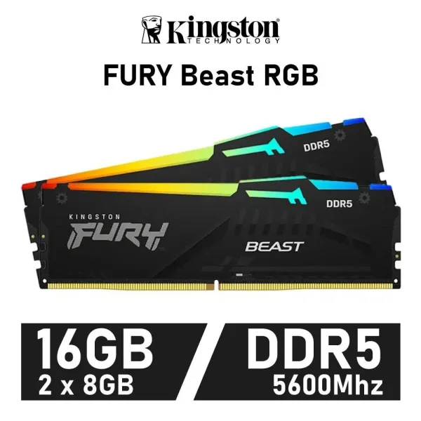 Kingston FURY Beast RGB DDR5 5600MHz 16GB 2x8GB CL40
