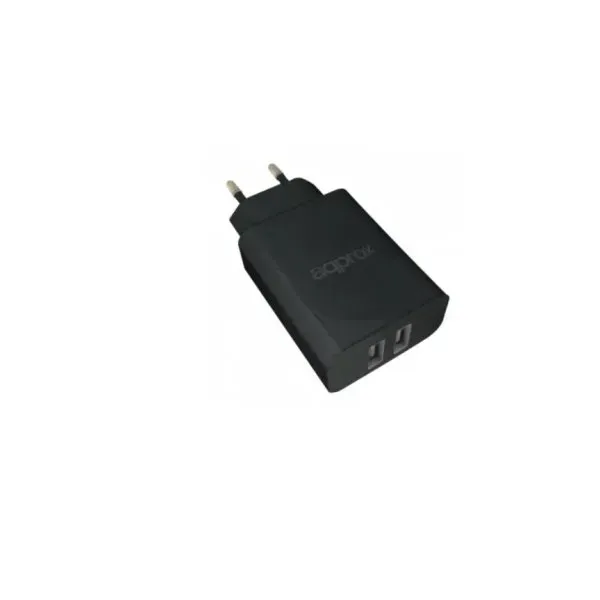 Cargador De Pared Approx Appusbwall24b Para Red Domestica 2 Puertos Usb 5v/2.4a 12w Color Negro