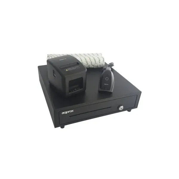 Kit Tpv Approx Cajon Appcash01 Negro + Scan Appls22 + Imp. Term. Apppos80am-usb + Papel Cyt8060bpa
