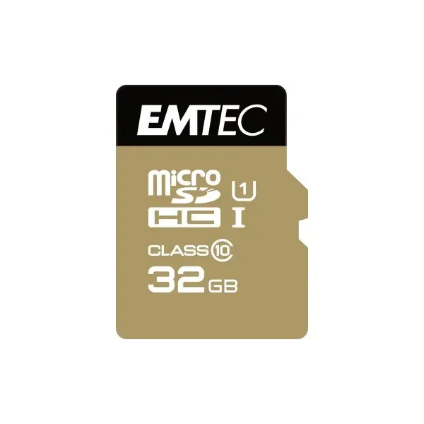 Memoria Sd Micro 32gb Emtec Elite Gold 85mb/s Sd + Adapter Class 10 Uhs1 U1 Ecmsdm32ghc10gp