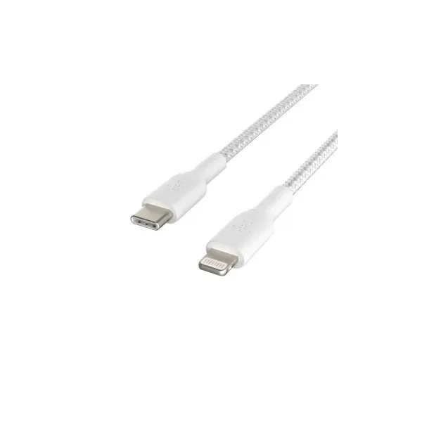 Belkin Boost Charge Cable Trenzado de Carga Rápida USB-C a Lightning 1m Blanco