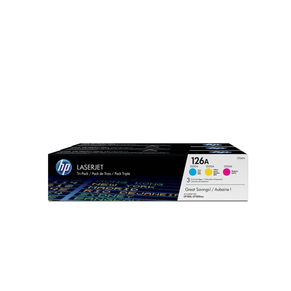 HP Pack de ahorro de 3 cartuchos de tóner original LaserJet 126A cian/magenta/amarillo