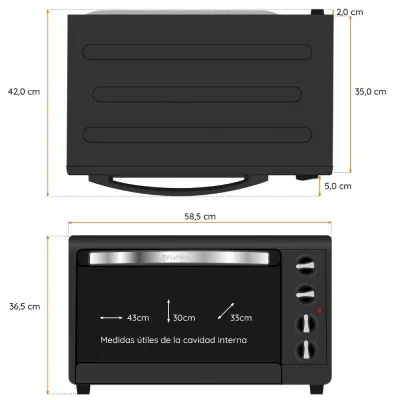 Horno de Sobremesa Grunkel HR-48RMRUSTI/ 2000W/ Capacidad 48L