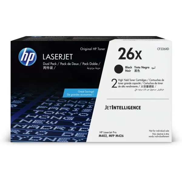 HP Paquete de 2 cartuchos de tóner negro Originales LaserJet 26X de alta capacidad