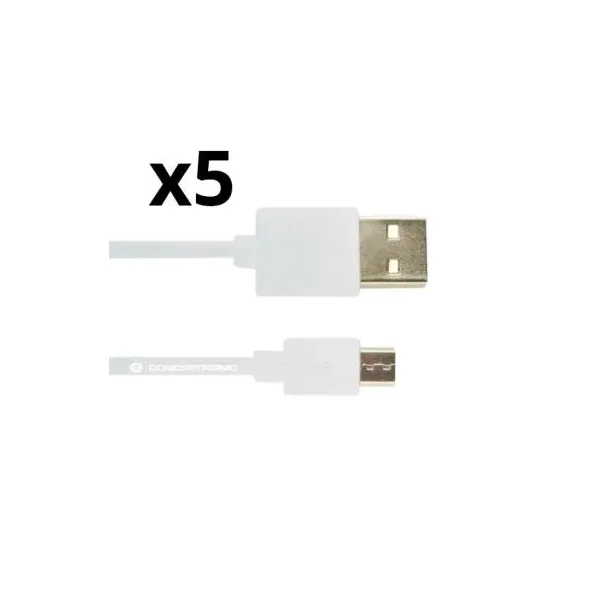 Kit 5 Unidades Cable Usb 2.0 A Micro Usb Nortess Smartphone/ Tablet Color Blanco