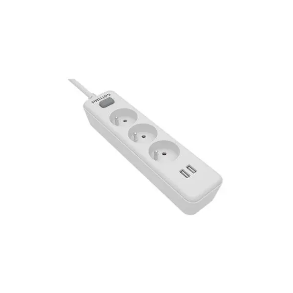 Regleta Alimentacion Para Pc Philips Spn3032wa/19 Color Blanco 2 Usb Proteccion Contra Sobretensiones