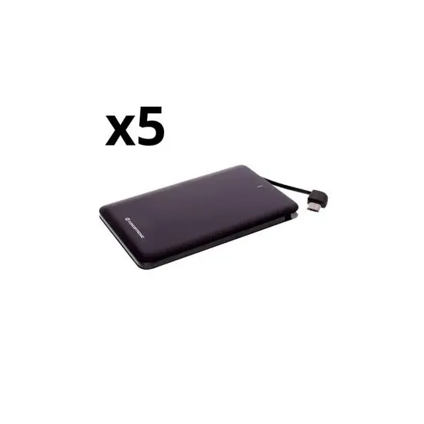 Kit 5 Unidades Powerbank Nortess 4.000mah Dual Conector Microusb / Iphone Color Negro