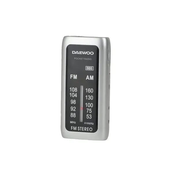 Radio Analogica Mini Daewo Dw1129 Am/fm Entrada Jack 3.5mm Funciona Con Pilas Incluye Auriculares Color Plata