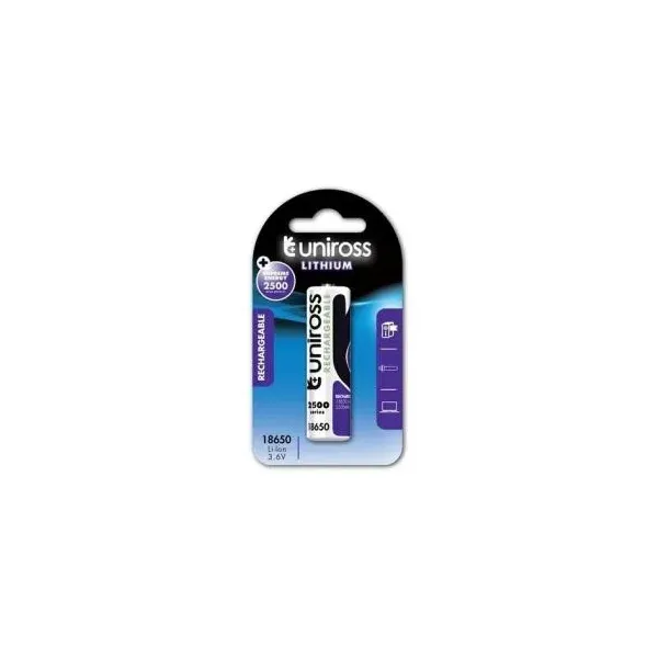 Pila Bateria Uniros Lir18650 Recargable 2500mah 3,6v Protected Blister 1 (ecotasa Incl)