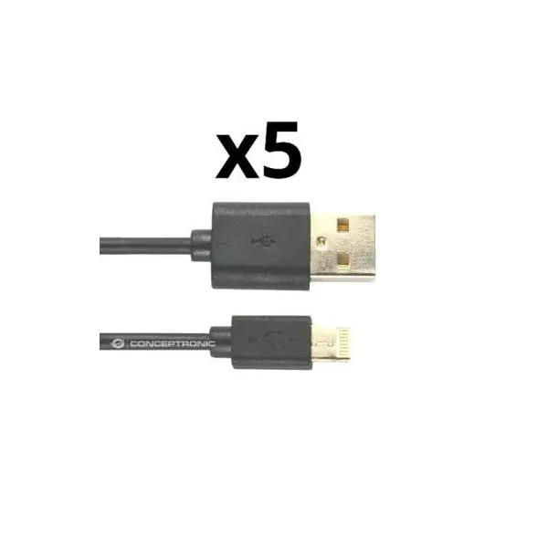 Kit 5 Unidades Cable Lighting Nortess Iphone 5 6/7/8/ X Ipad 2 Metros Color Negro