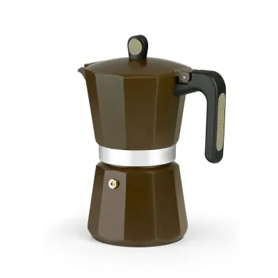 Monix New Cream Cafetera Italiana de Aluminio 12 Tazas Marrón