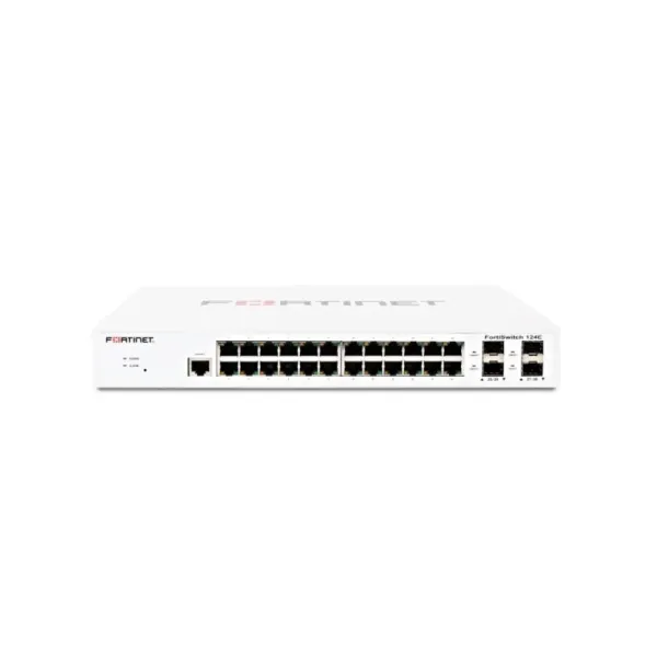 Switch Gestionable Fortinet Fs-124e L2 24xge Rj45 4xge Sfp 256 Mb Ddr3 Montaje Rack Sin Ventilador