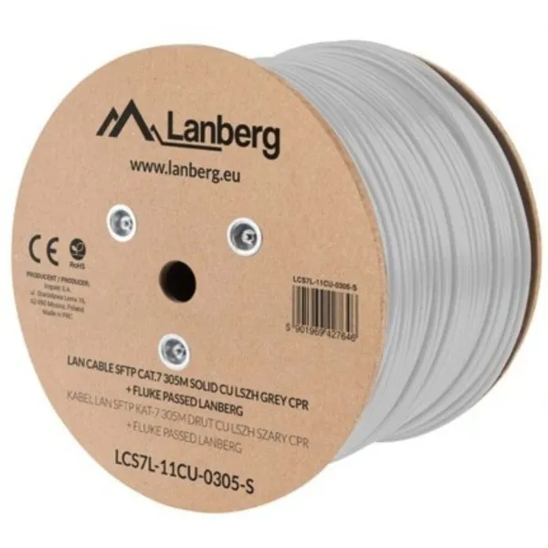 Lanberg Bobina de Cable LAN SFTP CAT.7 Fluke Passed 305m Gris 