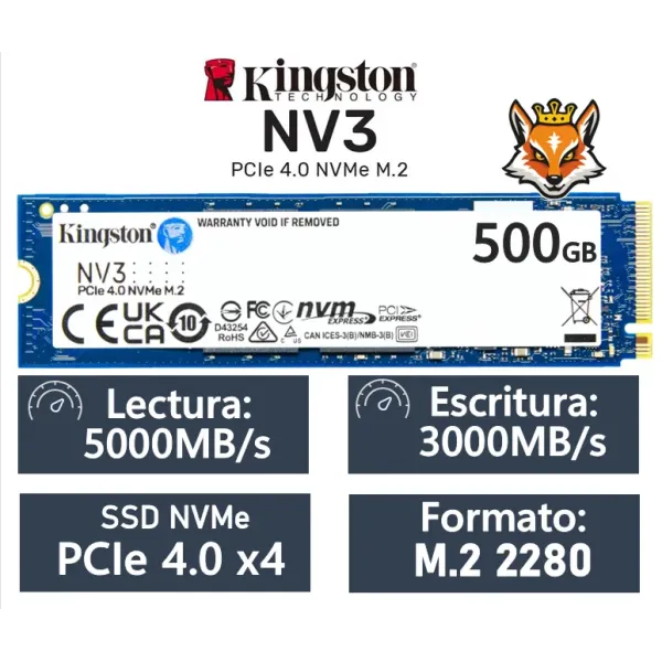 Kingston NV3 500GB SSD NVMe PCIe 4.0 5000MB/s