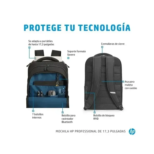 HP Professional Mochila Negra para Portátil hasta 17.3" 