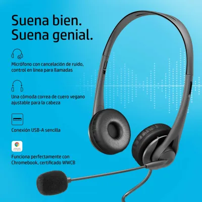 HP G2 Auriculares USB con Micrófono Negros HP G2 Auriculares USB con Micrófono Negros