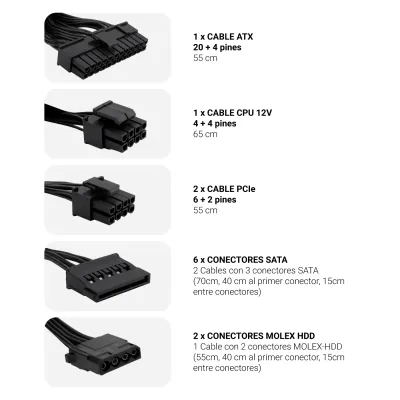 CoolBox Powerline III 750W Fuente de alimentación 20+4 pin CoolBox Powerline III 750W Fuente de alimentación 20+4 pin