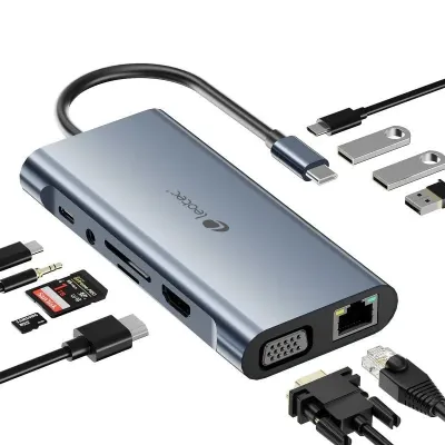 Leotec Docking Station HUB 11 en 1 USB/USB-C/VGA/HDMI/MicroSD