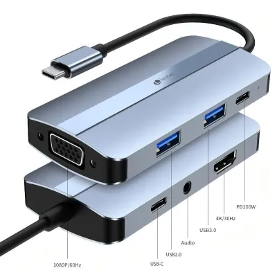 Leotec Docking Station HUB 7 en 1 USB-C/USB/HDMI/VGA Leotec Docking Station HUB 7 en 1 USB-C/USB/HDMI/VGA