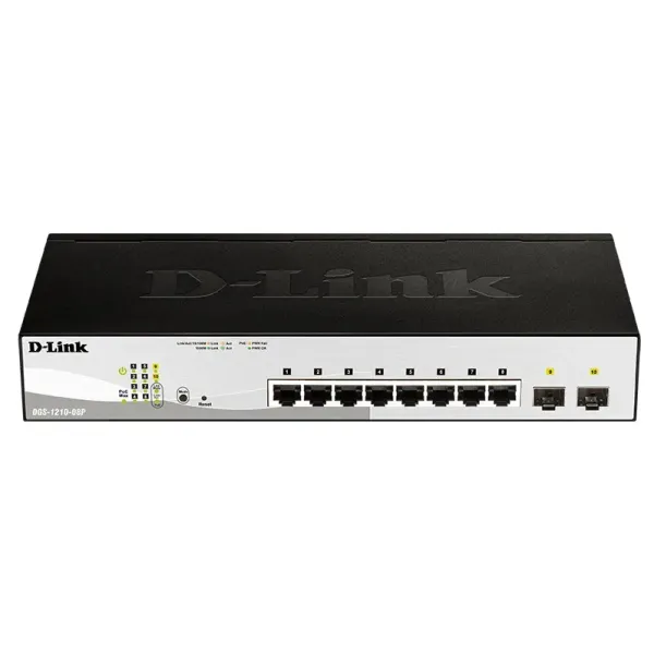 Switch Gestionado D-Link DGS-1210-08P/ 8 Puertos/ RJ45 10/100/1000/ SFP/ PoE