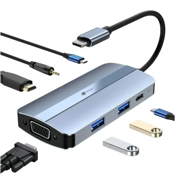 Leotec Docking Station HUB 7 en 1 USB-C/USB/HDMI/VGA