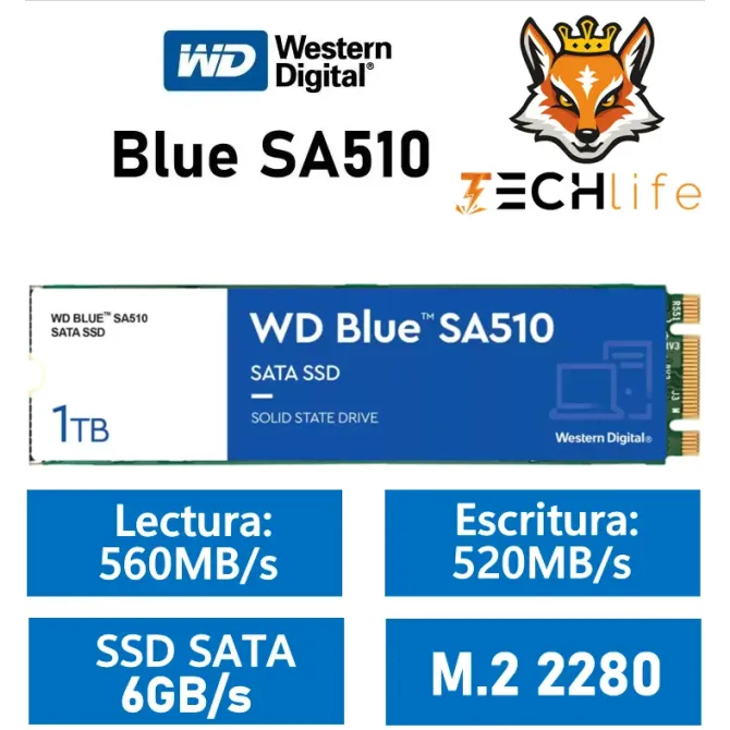 Western Digital WD Blue SA510 SSD 1TB M.2 560MB/s SATA 6GB/s